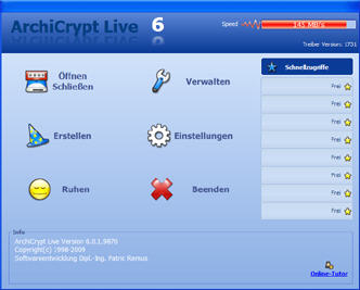 Screenshot vom Programm: ArchiCrypt Live